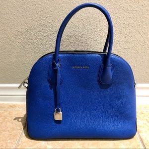 Michael Kors blue pebbled leather dome satchel